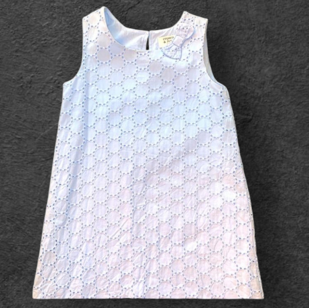 Crown & Ivy White Linen Kids Dress Size 14